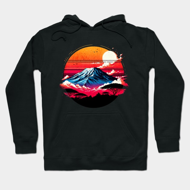 Kilimanjaro Mountain Design Hoodie by Miami Neon Designs